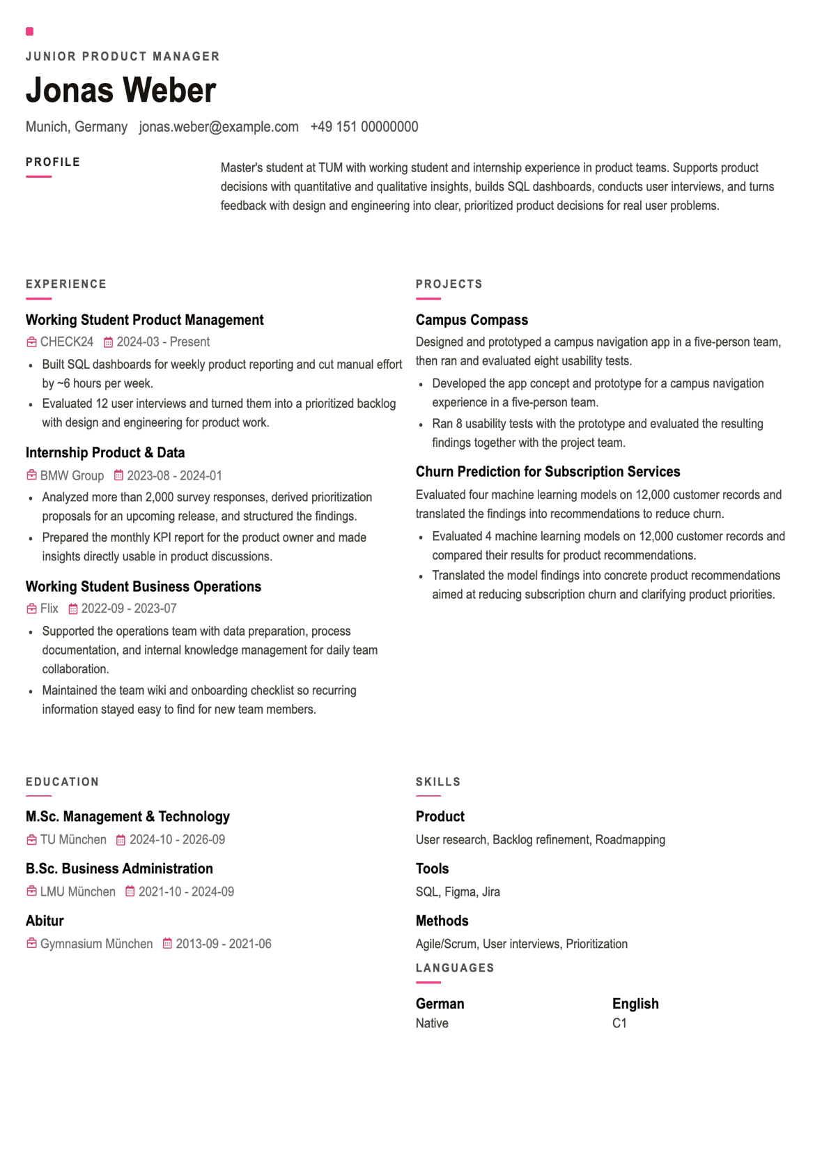 Tailored CV preview
